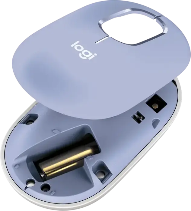 Mouse Logitech POP Wireless Bluetooth Compact, Lilac, 4000 DPI, Click-uri Silențioase, Buton Dedicat Emoji, Design Ambidextru, 104.8 x 59.4 x 35.2 mm