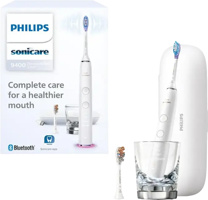 Periuță de dinți electrică Philips Sonicare DiamondClean Smart 9400 HX9917/88, 4 Moduri, 3 Niveluri Intensitate, Conectivitate Bluetooth, Pahar Încărcare și Etui Călătorie