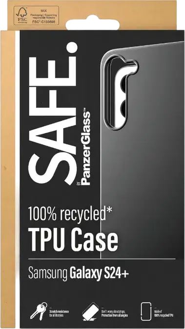 PanzerGlass SAFE Case for Samsung Galaxy S24+, 100% Recycled TPU, Anti-Yellowing Slim Fit Cover, Scratch and Drop Protection, Wireless Charging Compatible