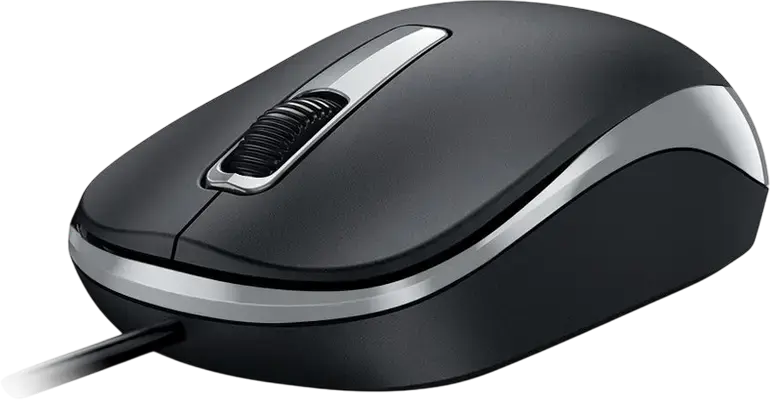 Genius DX-125S Wired Silent Optical Mouse, 1200 DPI, Ambidextrous Design, 3 Buttons with Scroll Wheel, USB Plug & Play, Black and Grey