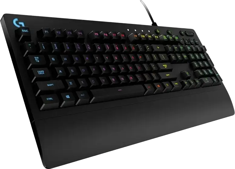 Logitech G213 Prodigy Gaming Keyboard, RGB 5-Zone Backlit, Mech-Dome Membrane Switches, Spill Resistant, Integrated Wrist Rest, Wired USB, Black