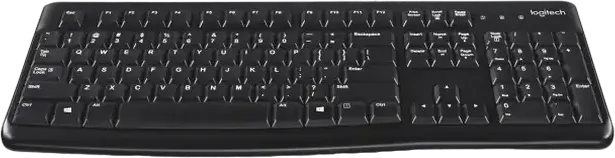Logitech K120 Wired USB Keyboard, Full-Size Membrane Layout with Integrated Number Pad and Curved Space Bar, Color: Black, 1.5m Cable