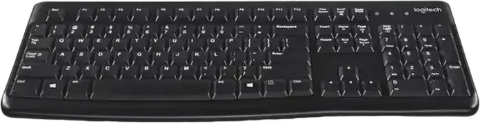 Logitech K120 Wired USB Keyboard, Full-Size Membrane Layout with Integrated Number Pad and Curved Space Bar, Color: Black, 1.5m Cable