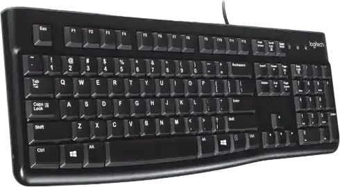 Logitech K120 Wired USB Keyboard, Full-Size Membrane Layout with Integrated Number Pad and Curved Space Bar, Color: Black, 1.5m Cable