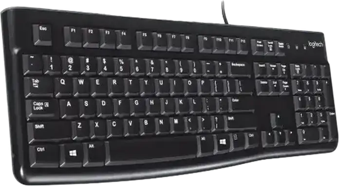 Logitech K120 Wired USB Keyboard, Full-Size Membrane Layout with Integrated Number Pad and Curved Space Bar, Color: Black, 1.5m Cable
