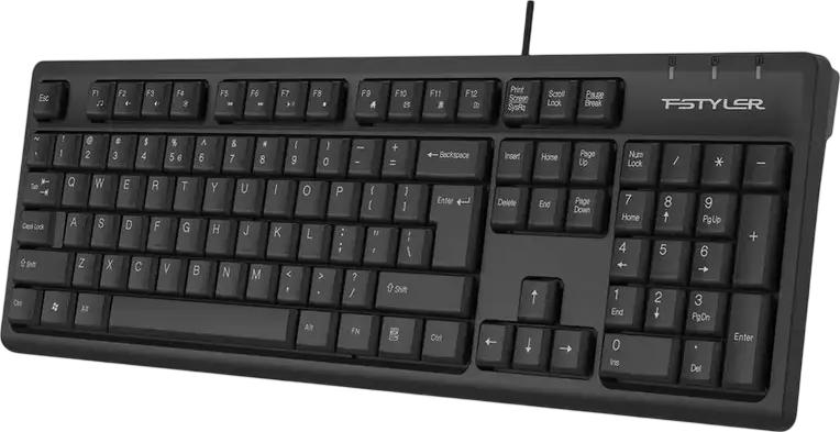 Tastatură cu fir A4Tech FK12 Fstyler Multimedia USB Membrană, Taste Rotunjite Laser, 12 Taste Hotkey, Rezistentă la stropi, Layout: US/RU/RO, Negru