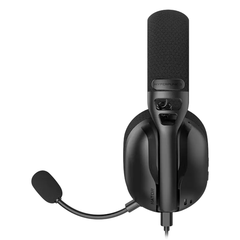 Casca Gaming HATOR Hyperpunk 3 USB cu Fir și Bluetooth pentru PC, Console, Android, iOS, Audio Hi-Res, Surround Virtual 7.1, Microfon Detasabil ENC, Difuzoare 40mm, Negru