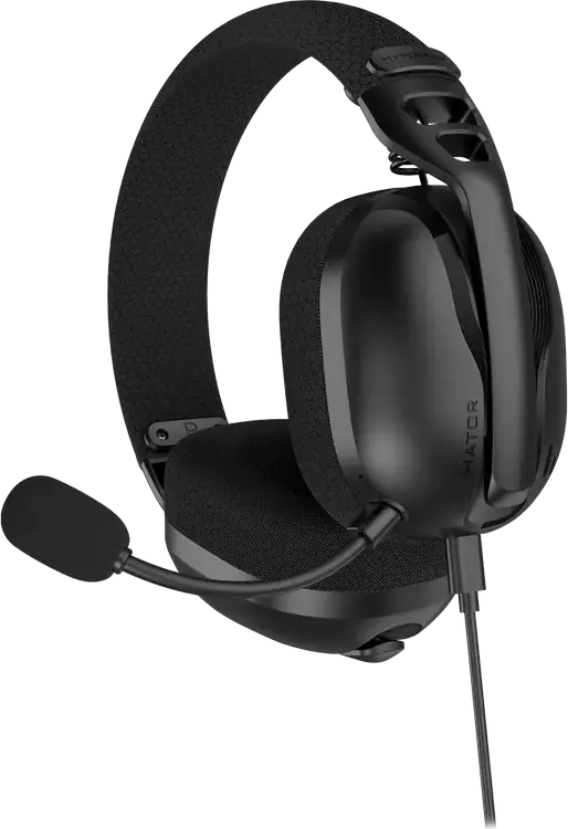 Casca Gaming HATOR Hyperpunk 3 USB cu Fir și Bluetooth pentru PC, Console, Android, iOS, Audio Hi-Res, Surround Virtual 7.1, Microfon Detasabil ENC, Difuzoare 40mm, Negru