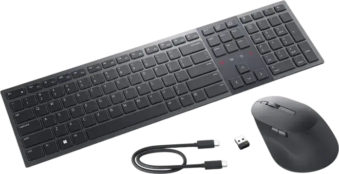 Беспроводной комплект клавиатуры и мыши Dell KM900, Bluetooth 5.1 и 2.4 ГГц RF, поддержка до 3 устройств, сертификация Zoom, подсветка клавиш, Цвет: Graphite, Тип переключателя: Scissor