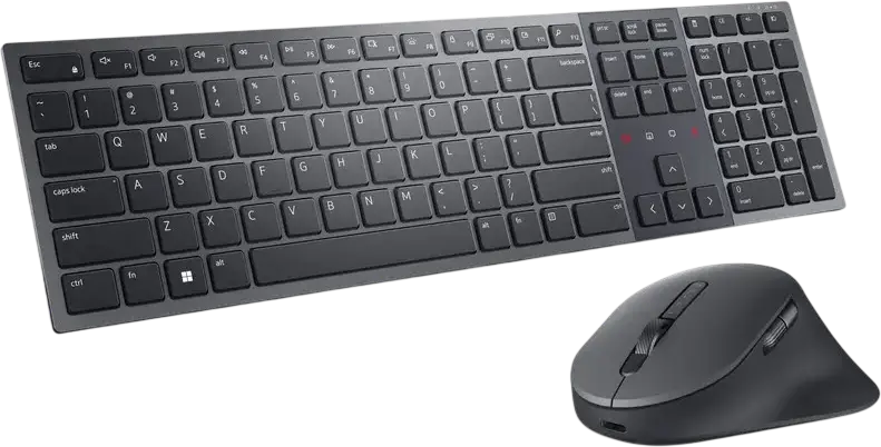 Беспроводной комплект клавиатуры и мыши Dell KM900, Bluetooth 5.1 и 2.4 ГГц RF, поддержка до 3 устройств, сертификация Zoom, подсветка клавиш, Цвет: Graphite, Тип переключателя: Scissor