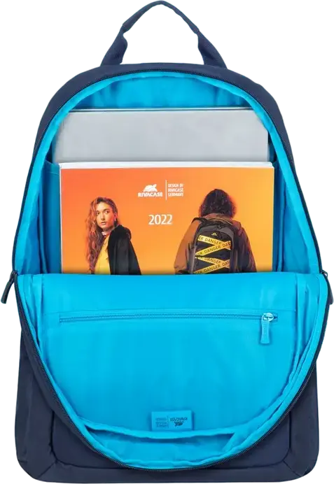 Rucsac Laptop RivaCase Alpendorf 7561 pentru laptopuri de 15.6-16 inch, Poliester RPET Eco-Friendly din materiale reciclate, Rezistent la apă, Albastru-închis