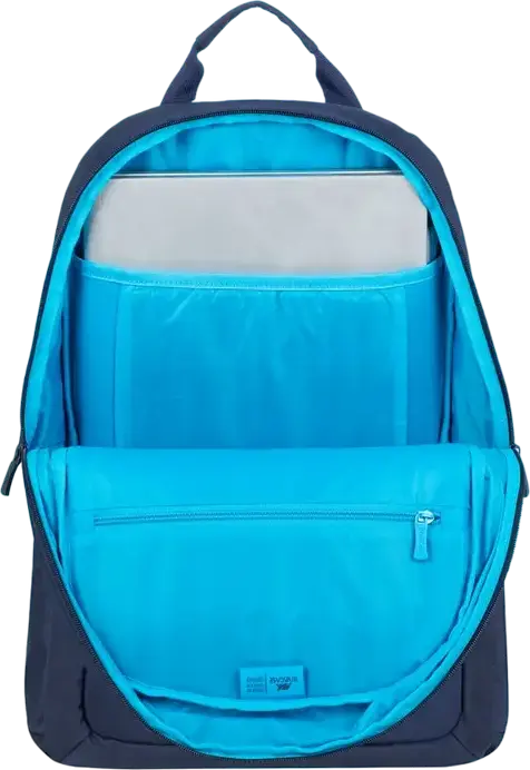 Rucsac Laptop RivaCase Alpendorf 7561 pentru laptopuri de 15.6-16 inch, Poliester RPET Eco-Friendly din materiale reciclate, Rezistent la apă, Albastru-închis