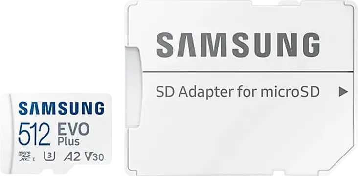 Samsung EVO Plus MicroSDXC 512GB Memory Card MB-MC512SA/KR, UHS-I U3 V30 A2, Read Speed up to 160 MB/s, with SD Adapter, Water & Temperature Resistant