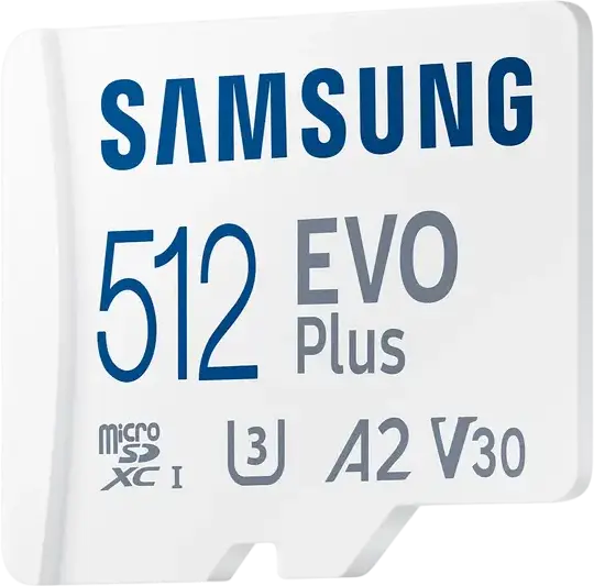 Samsung EVO Plus MicroSDXC 512GB Memory Card MB-MC512SA/KR, UHS-I U3 V30 A2, Read Speed up to 160 MB/s, with SD Adapter, Water & Temperature Resistant