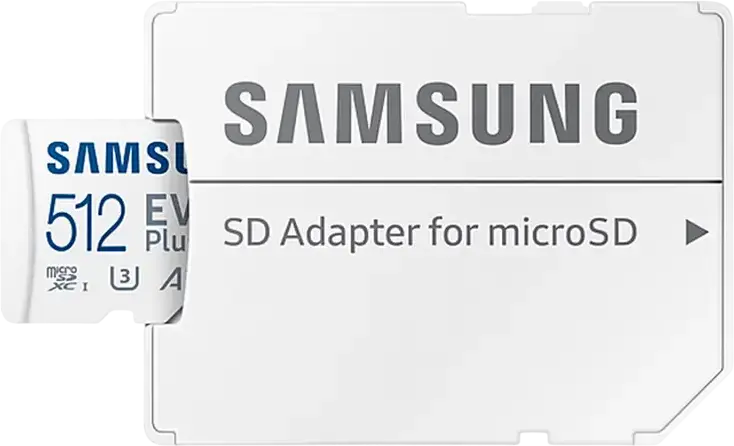 Samsung EVO Plus MicroSDXC 512GB Memory Card MB-MC512SA/KR, UHS-I U3 V30 A2, Read Speed up to 160 MB/s, with SD Adapter, Water & Temperature Resistant