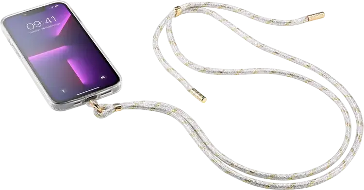 Cellularline Universal Lace UNIVERSALLACE2K Adjustable Smartphone Neck and Shoulder Strap with Reusable Adhesive Tab, Fabric, Silver