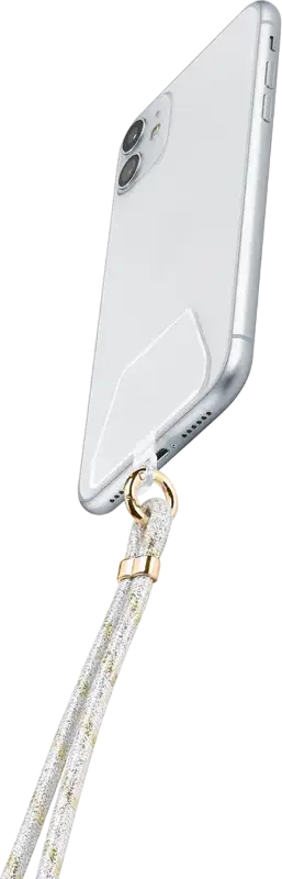 Cellularline Universal Lace UNIVERSALLACE2K Adjustable Smartphone Neck and Shoulder Strap with Reusable Adhesive Tab, Fabric, Silver