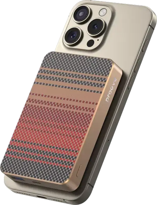 Power Bank Proove Carbon Slim 10000mAh, Bronz, Încărcare Rapidă 22.5W, Încărcare Wireless MagSafe 15W, PD3.1, QC3.0, Material Kevlar și Aluminiu, USB-C și USB-A