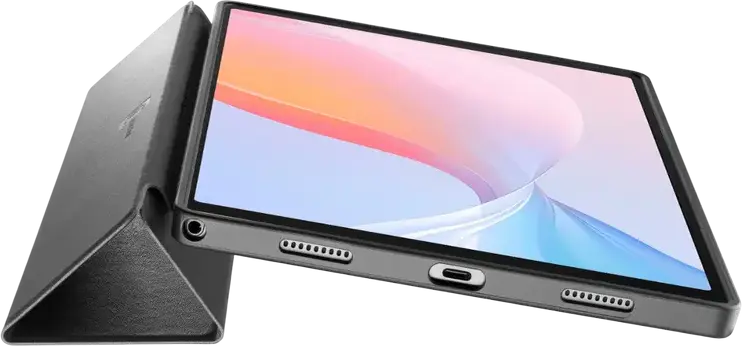Husa Cellularline Stand Case FOLIOGTABA987K pentru Samsung Galaxy Tab A9 / A11 8.7 inch, Cover Folio cu Suport Integrat, Poliuretan, Policarbonat & Piele Artificiala, Negru