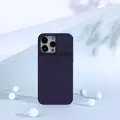 Nillkin CamShield Silky Silicone Case for iPhone 15 Pro, Dark Purple, MagSafe Compatible Liquid Silicone Cover with Sliding Camera Lens Protection and Microfiber Lining