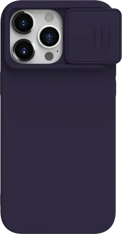 Nillkin CamShield Silky Silicone Case for iPhone 15 Pro, Dark Purple, MagSafe Compatible Liquid Silicone Cover with Sliding Camera Lens Protection and Microfiber Lining