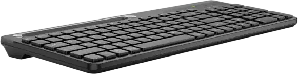 A4Tech FK25 Fstyler Wired USB Membrane Keyboard, Ultra-slim Laptop-style Keys, Integrated Smartphone Cradle, Liquid Spill Protection, Color: Black