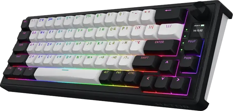 Tastatura Mecanica HATOR Skyfall 65 MAG ULTIMA 8K Wireless, Format 65%, Switchuri Magnetice HATOR Aurum Ice Lineare, Rapid Trigger, Tri-mode (USB-C, Bluetooth 5.3, 2.4 GHz), RGB, PBT