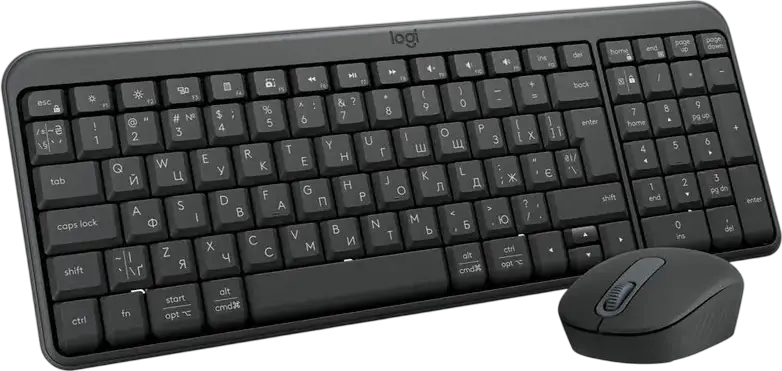 Logitech MK250 Wireless Keyboard and Mouse Combo, Bluetooth, Membrane Keyboard with English/Ukrainian Layout, Numeric Keypad & Multimedia Keys, 1000 dpi Optical Ambidextrous Mouse, Black