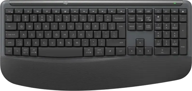 Logitech Signature Comfort Plus Combo MK880 Wireless Keyboard and Mouse Set, Graphite, Curved Wave Layout with Palm Rest, Bluetooth & 2.4 GHz, 4000 dpi Optical Mouse