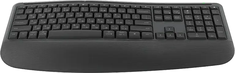 Logitech Signature Comfort Plus Combo MK880 Wireless Keyboard and Mouse Set, Graphite, Curved Wave Layout with Palm Rest, Bluetooth & 2.4 GHz, 4000 dpi Optical Mouse