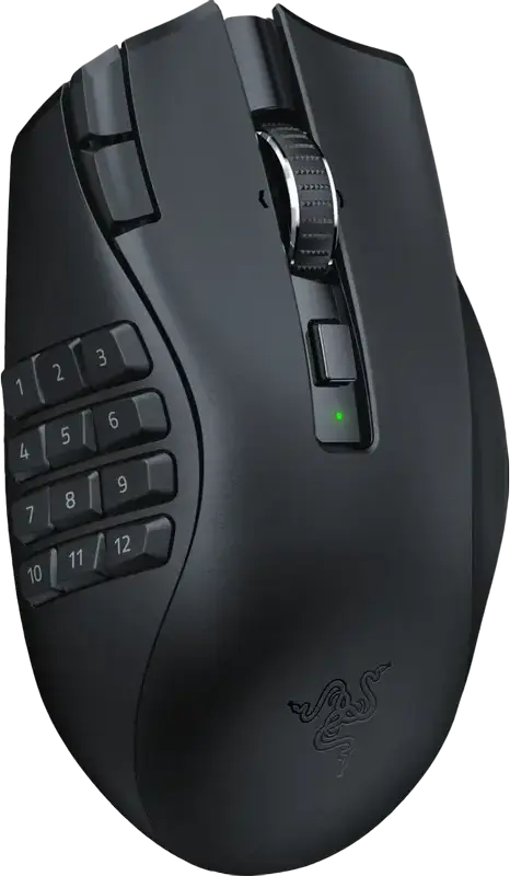 Razer Naga V2 HyperSpeed Wireless (2.4 GHz, Bluetooth) Ergonomic Right-handed MMO Gaming Mouse RZ01-03600, Focus Pro 30K Optical Sensor 30000 DPI, 19 Buttons, HyperScroll Wheel, Black