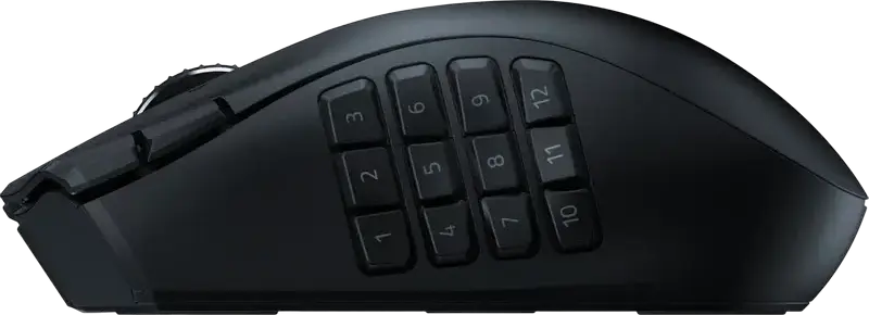 Razer Naga V2 HyperSpeed Wireless (2.4 GHz, Bluetooth) Ergonomic Right-handed MMO Gaming Mouse RZ01-03600, Focus Pro 30K Optical Sensor 30000 DPI, 19 Buttons, HyperScroll Wheel, Black