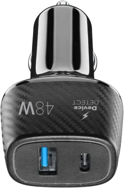 Încărcător Auto Cellularline Car Multipower Ultra 48W, Dual Port USB-C 30W PD și USB-A 18W, Tehnologie Device Detect, 12-24VDC, Negru