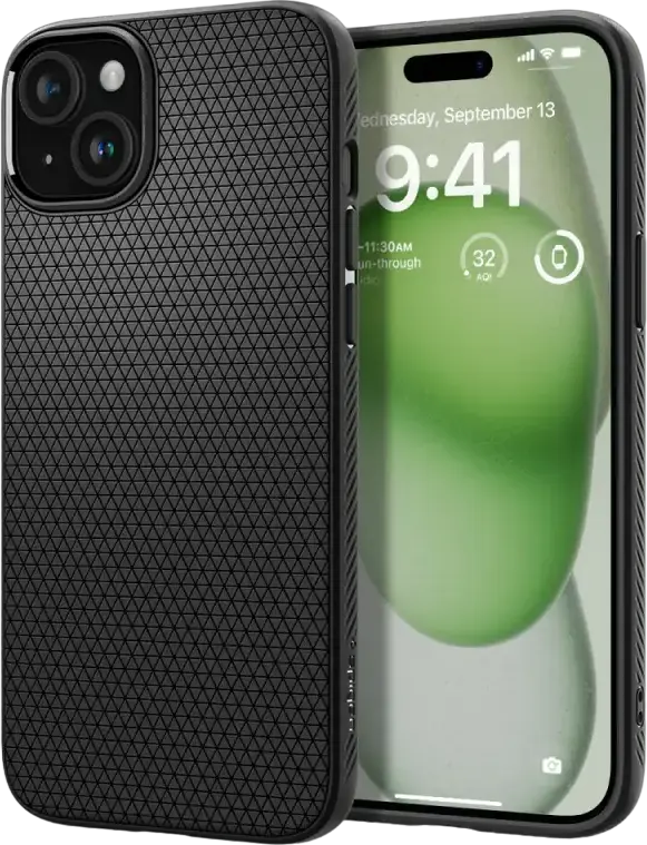 Spigen Liquid Air Case for iPhone 15 Plus, Slim Flexible TPU Protective Cover with Geometric Texture, Mil-Grade Drop Protection and Air Cushion Technology