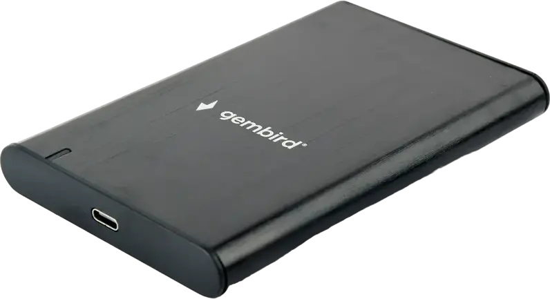 Gembird EE2-U3S-6 External 2.5" HDD/SSD Enclosure, USB 3.2 Gen 1 Type-C, UASP Support, Brushed Aluminum, Tool-Free Installation, Black