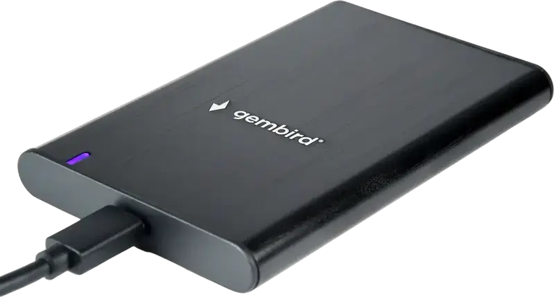 Gembird EE2-U3S-6 External 2.5" HDD/SSD Enclosure, USB 3.2 Gen 1 Type-C, UASP Support, Brushed Aluminum, Tool-Free Installation, Black