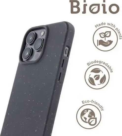 Forever Bioio Biodegradable Protective Back Case for iPhone 15 Plus, Black, Eco-Friendly Anti-Scratch and Drop Protection Cover with Precise Cutouts
