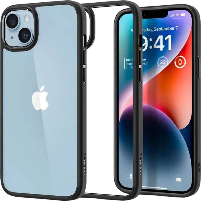 Husa Spigen Ultra Hybrid pentru iPhone 14 Plus, Transparenta, Material TPU si Policarbonat, Protectie Anti-Ingalbenire, Compatibila Wireless Charging