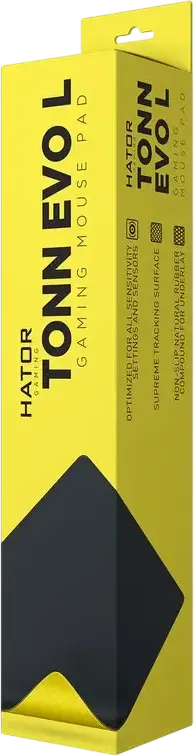 HATOR Tonn EVO Gaming Mouse Pad, Large 500 x 420 x 4 mm, Black Textile Surface, Non-Slip Rubber Base with Stitched Edges, Balanced Speed and Control
