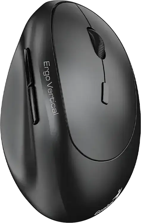 Genius Ergo 8350S Wireless Ergonomic Vertical Mouse, Dark Gray, Dual Mode Bluetooth 5.3 & 2.4GHz USB Receiver, 2400 DPI Optical Sensor, Silent Click, AI Copilot Button, 55° Angle