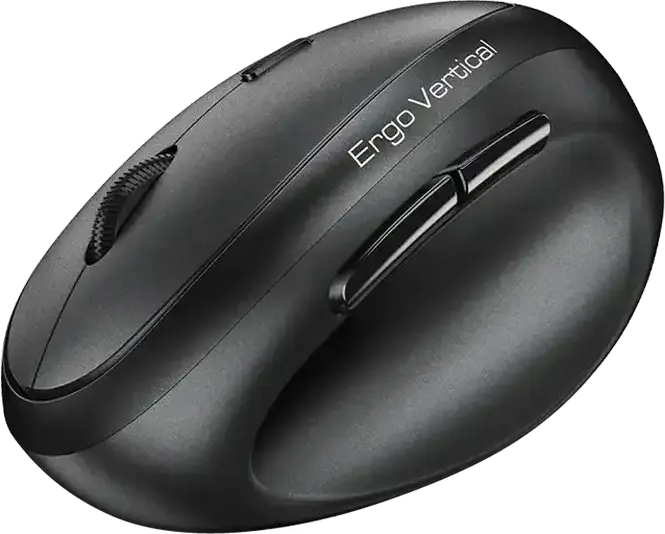 Genius Ergo 8350S Wireless Ergonomic Vertical Mouse, Dark Gray, Dual Mode Bluetooth 5.3 & 2.4GHz USB Receiver, 2400 DPI Optical Sensor, Silent Click, AI Copilot Button, 55° Angle