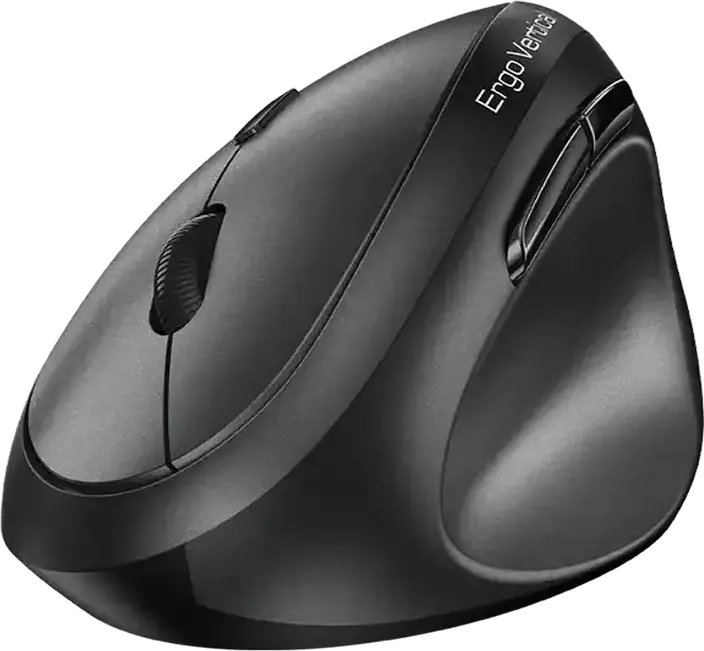 Genius Ergo 8350S Wireless Ergonomic Vertical Mouse, Dark Gray, Dual Mode Bluetooth 5.3 & 2.4GHz USB Receiver, 2400 DPI Optical Sensor, Silent Click, AI Copilot Button, 55° Angle