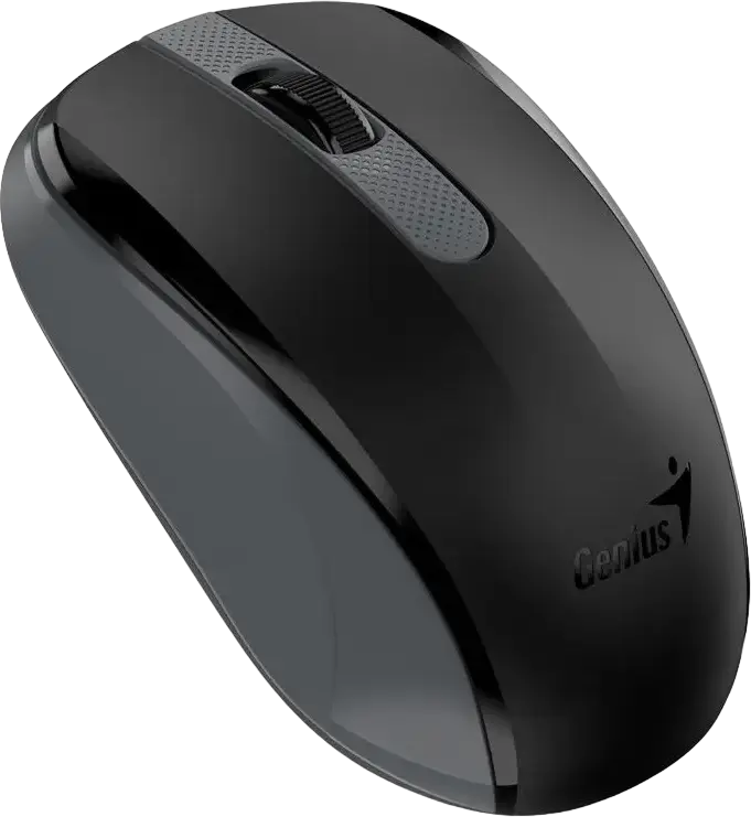 Genius NX-8008S Wireless Silent Mouse, Black, 1200 DPI BlueEye Sensor, 2.4GHz USB-A Pico Receiver, Ambidextrous Contoured Design, Plug and Play