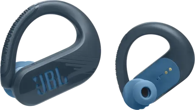 Casca JBL Endurance Peak 3 True Wireless cu Cârlig Suprageaurile, Albastru, Driver Dinamic 10mm, Pure Bass Sound, Rezistență IP68, Baterie 50h, Bluetooth 5.2