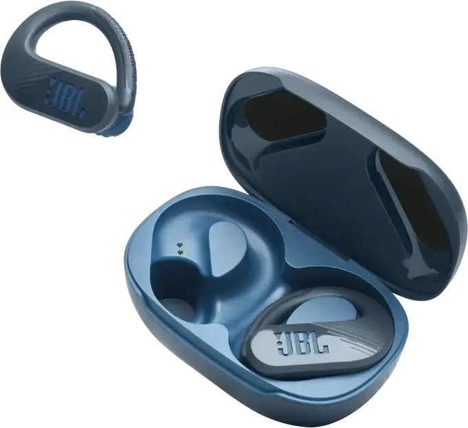 Casca JBL Endurance Peak 3 True Wireless cu Cârlig Suprageaurile, Albastru, Driver Dinamic 10mm, Pure Bass Sound, Rezistență IP68, Baterie 50h, Bluetooth 5.2