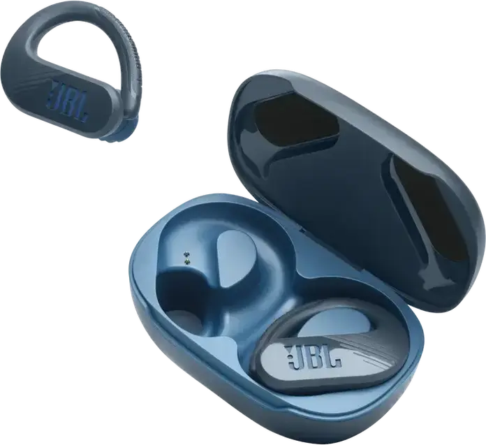 Casca JBL Endurance Peak 3 True Wireless cu Cârlig Suprageaurile, Albastru, Driver Dinamic 10mm, Pure Bass Sound, Rezistență IP68, Baterie 50h, Bluetooth 5.2