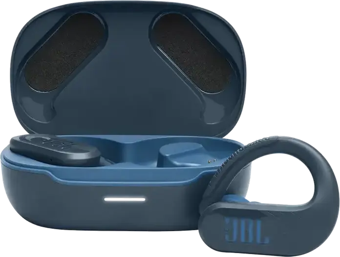 Casca JBL Endurance Peak 3 True Wireless cu Cârlig Suprageaurile, Albastru, Driver Dinamic 10mm, Pure Bass Sound, Rezistență IP68, Baterie 50h, Bluetooth 5.2