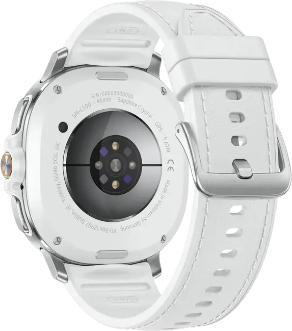 Smartwatch Samsung Galaxy Watch 8 Classic SM-L500, 46mm Otel Inoxidabil, Safir, Exynos W1000, 2GB RAM, 64GB, Super AMOLED, Bezel Roteator, Alb