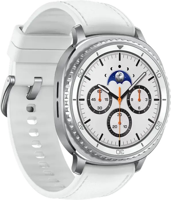 Smartwatch Samsung Galaxy Watch 8 Classic SM-L500, 46mm Otel Inoxidabil, Safir, Exynos W1000, 2GB RAM, 64GB, Super AMOLED, Bezel Roteator, Alb