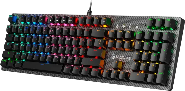 Bloody B810R Wired USB RGB Gaming Keyboard, LK Optical Switches 0.2ms Response, 100% Anti-Ghosting NKRO, Spill-Resistant Nano-Coating, Black